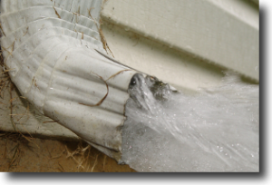 Down spout full of water